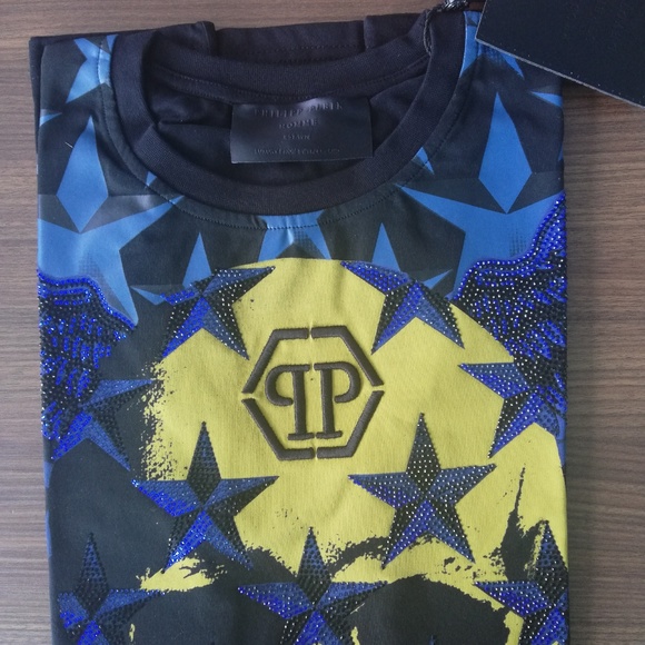 PHILIPP PLEIN SKULL WITH STARS MEN T-SHIRT